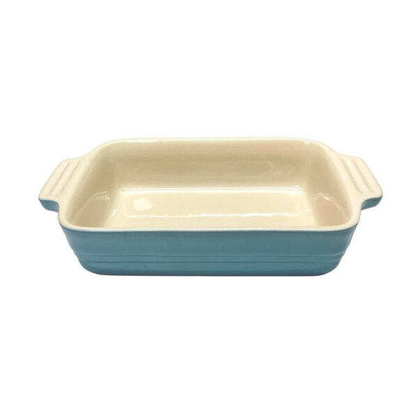 Le Creuset Blue Stoneware Rectangle Baking Dish Bakeware Casserole 7"x5” - Picture 1 of 6